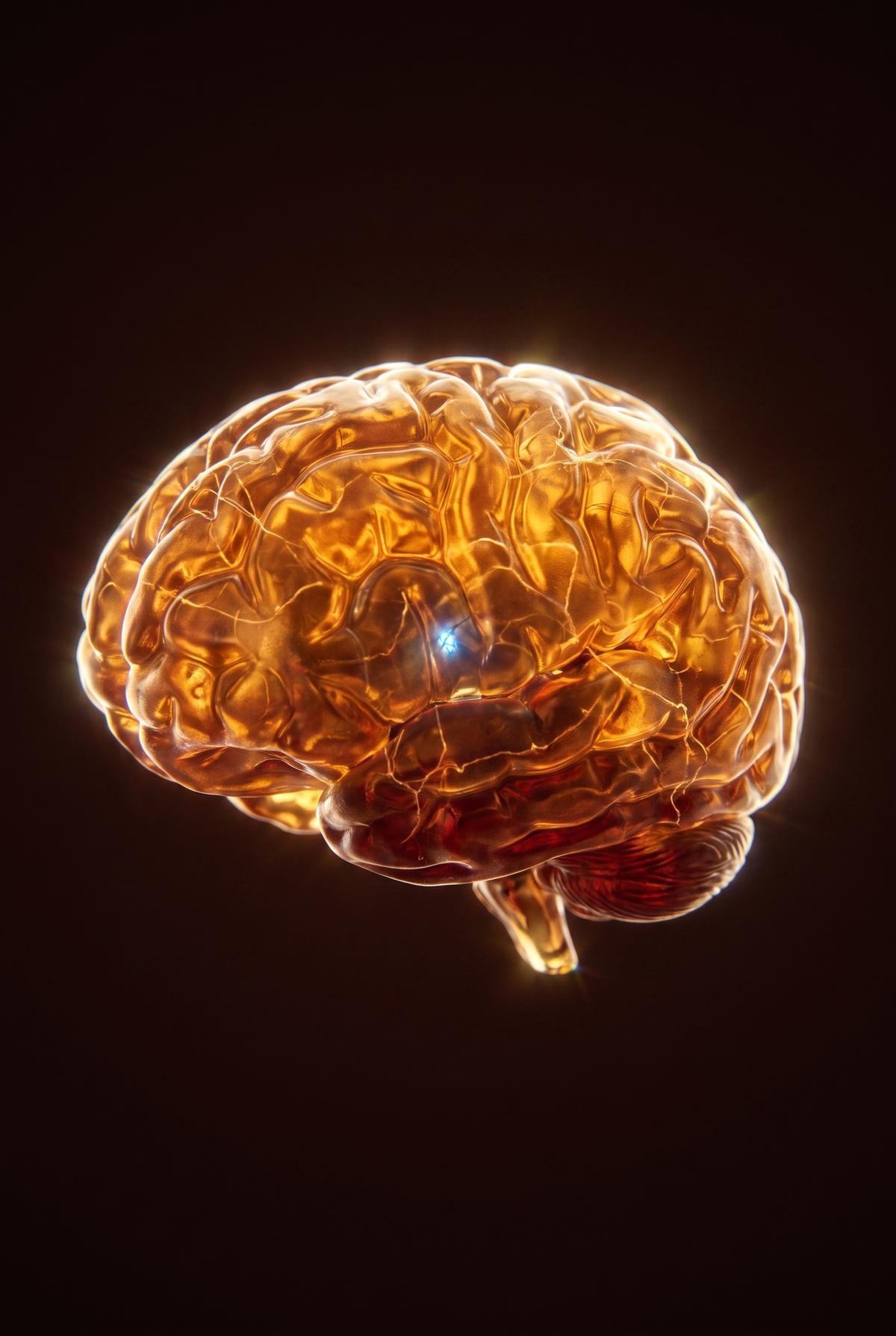 Dopamine molecule glowing warm gold